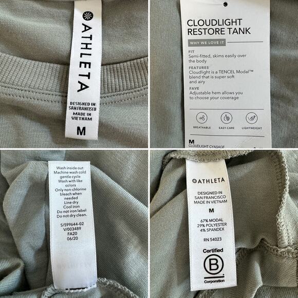 NWT Athleta Cloudlight Restore Tank Sage‎ Size M - Picture 5 of 5